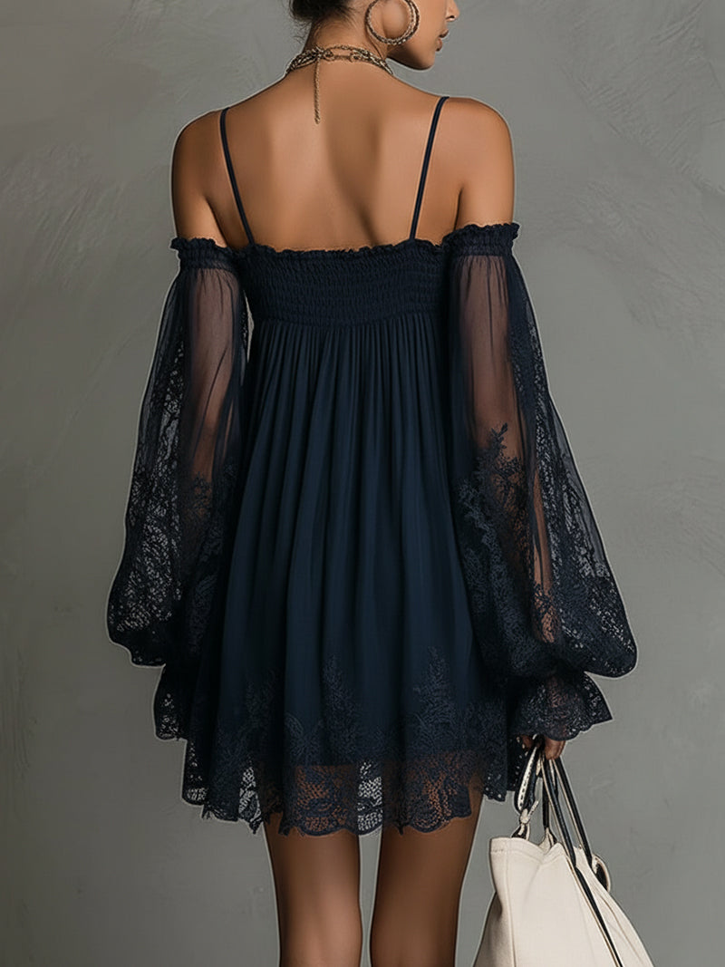 Noemi | Vestido mini en chiffon azul marino