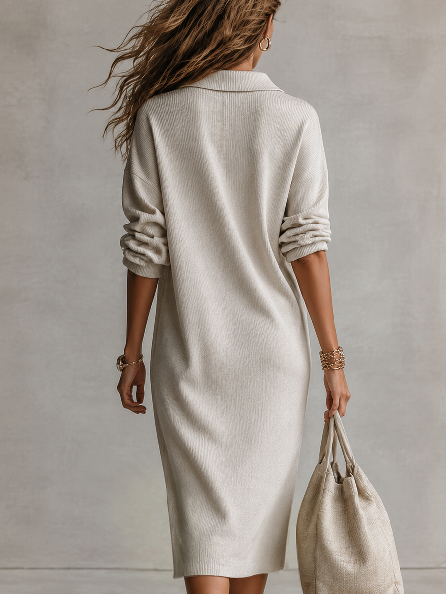 ALVA | Robe longue à manches longues avec col