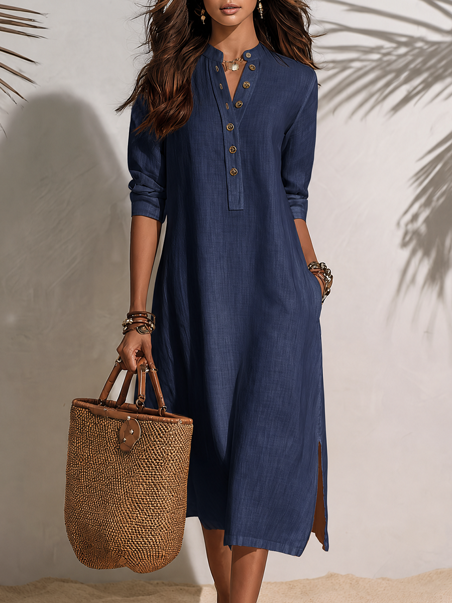 Button-Front Vacation Midi Dress for Women | Lunemuse