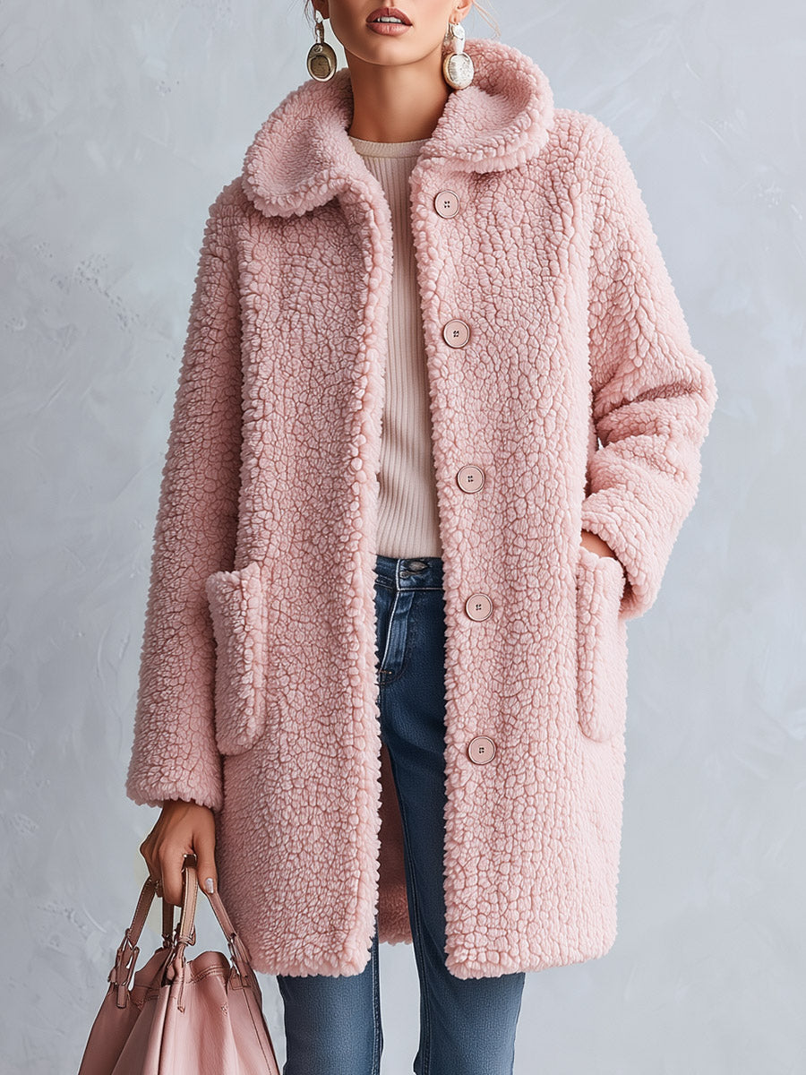 Manteau polaire rose à capuche