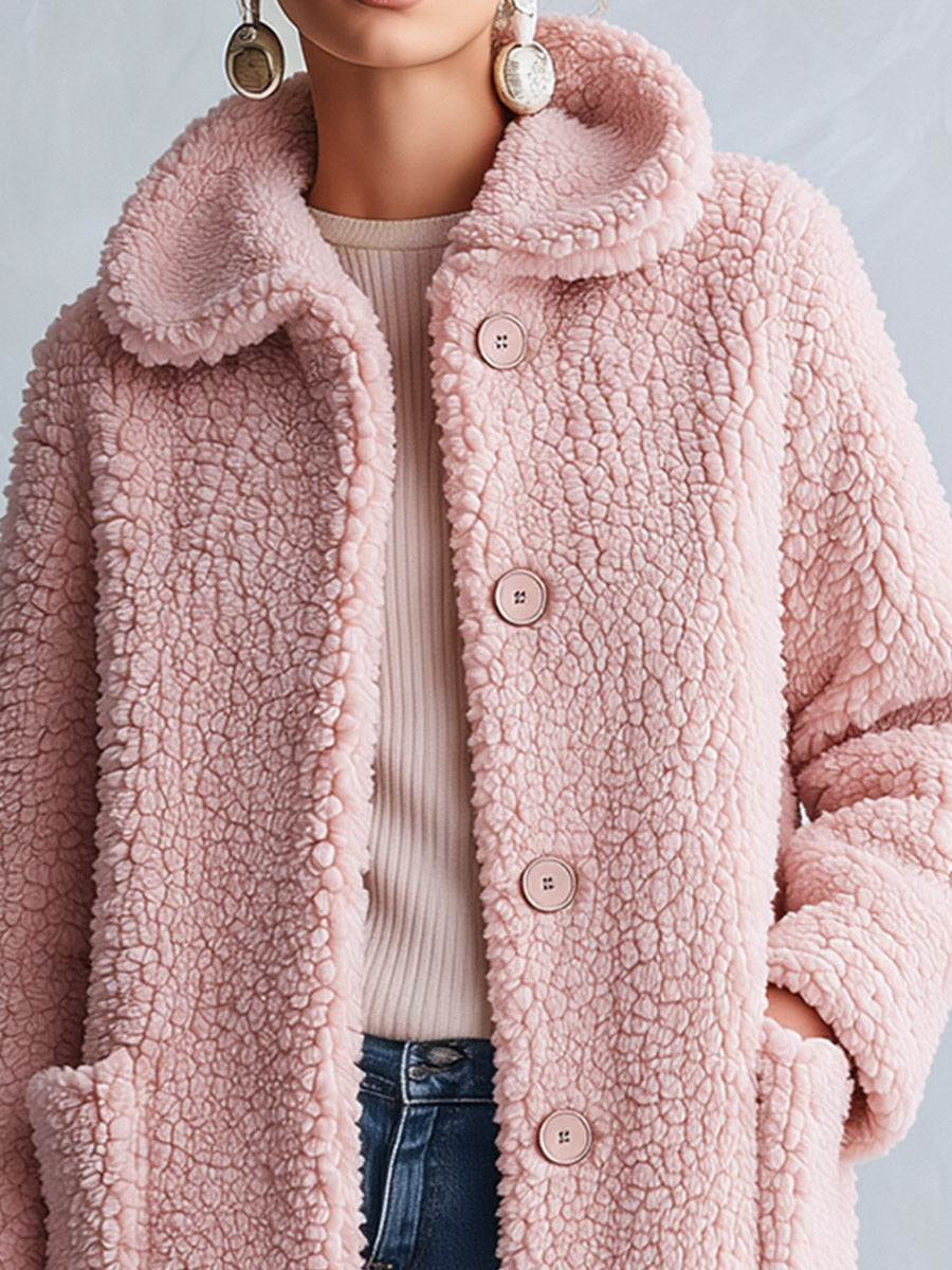 Manteau polaire rose à capuche