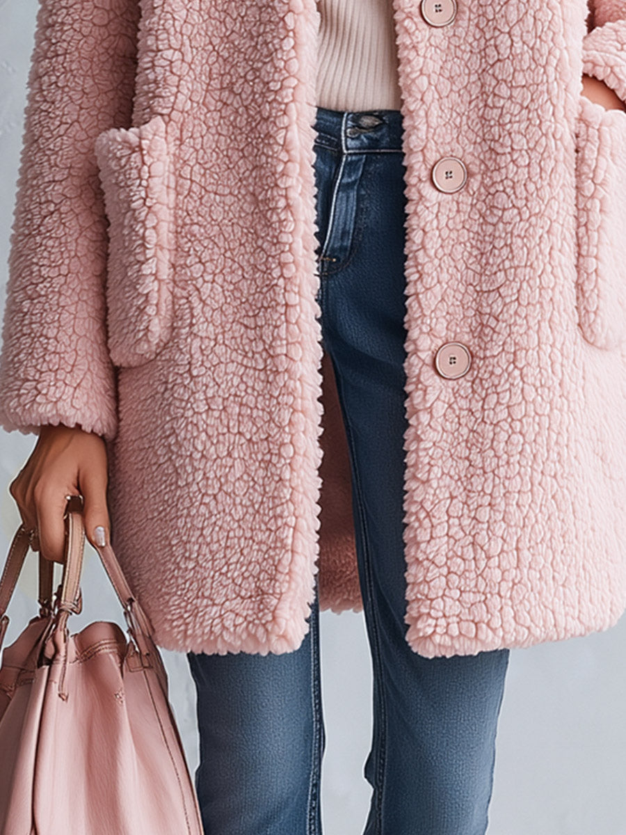 Manteau polaire rose à capuche