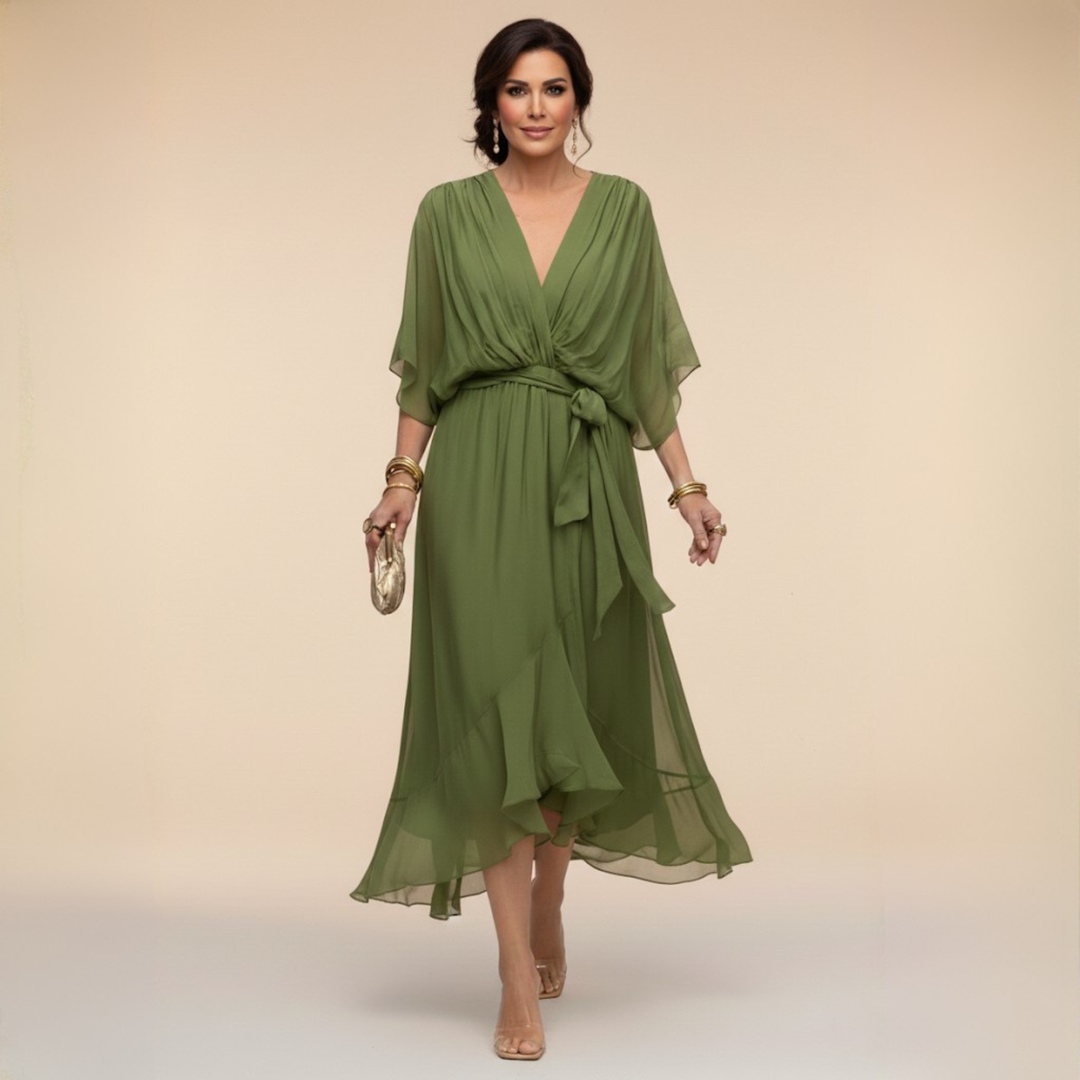 Monica | Robe en mousseline pour femme à col en V