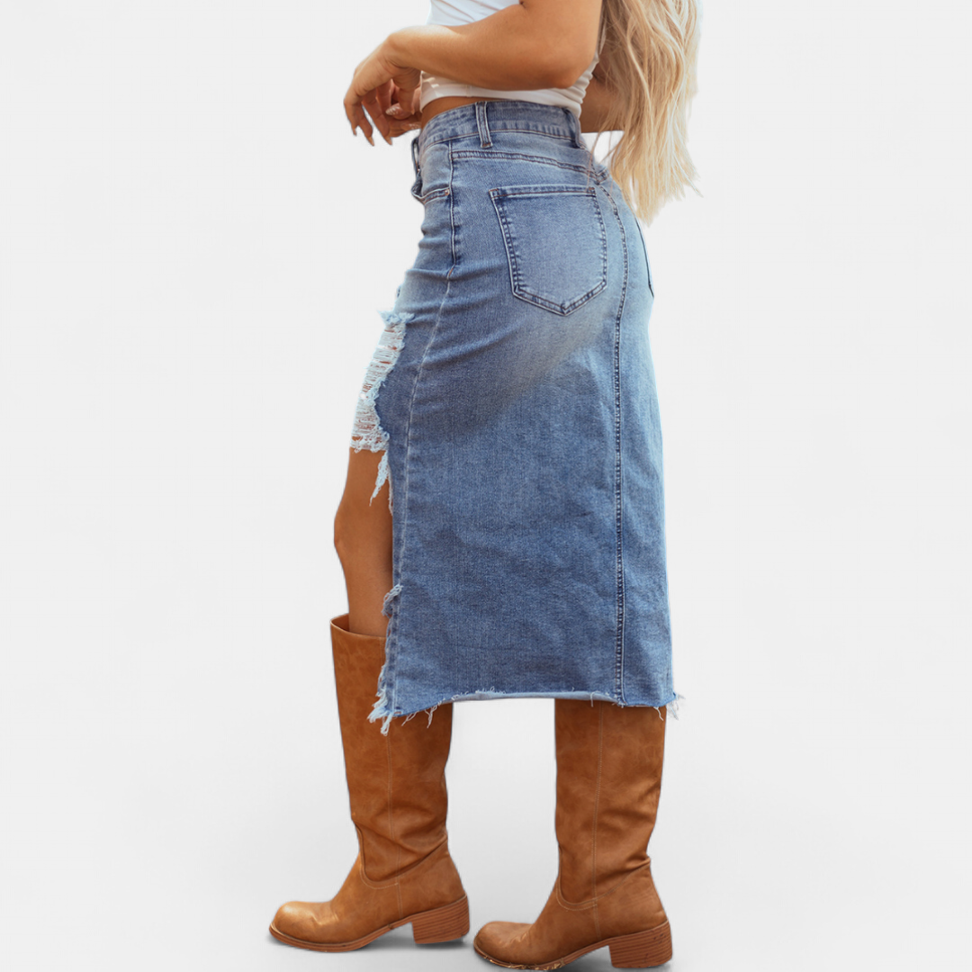 BLAKE™ – Jupe Maxi En Jean Taille Haute Relaxed