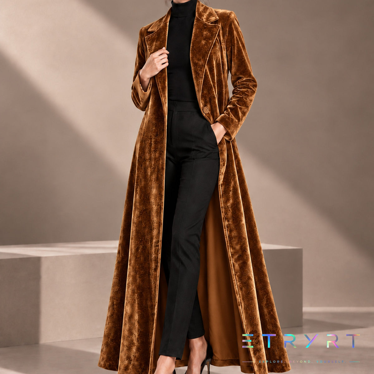 Beatrice | Manteau long ouvert en velours