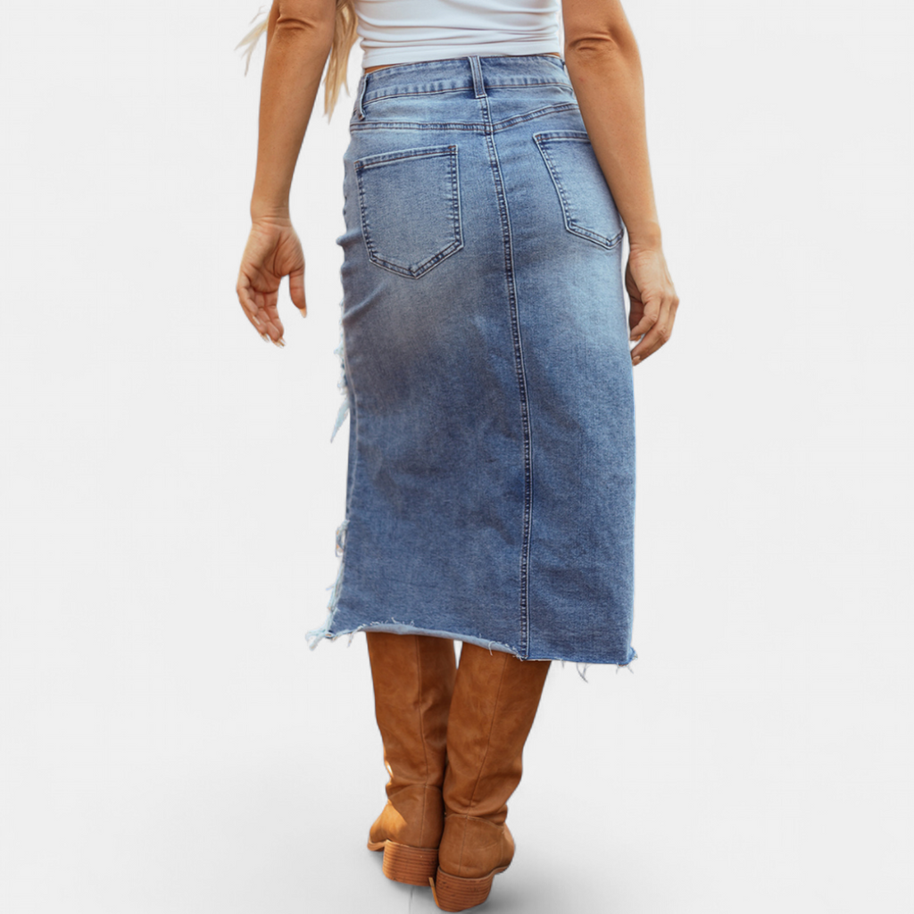 BLAKE™ – Jupe Maxi En Jean Taille Haute Relaxed