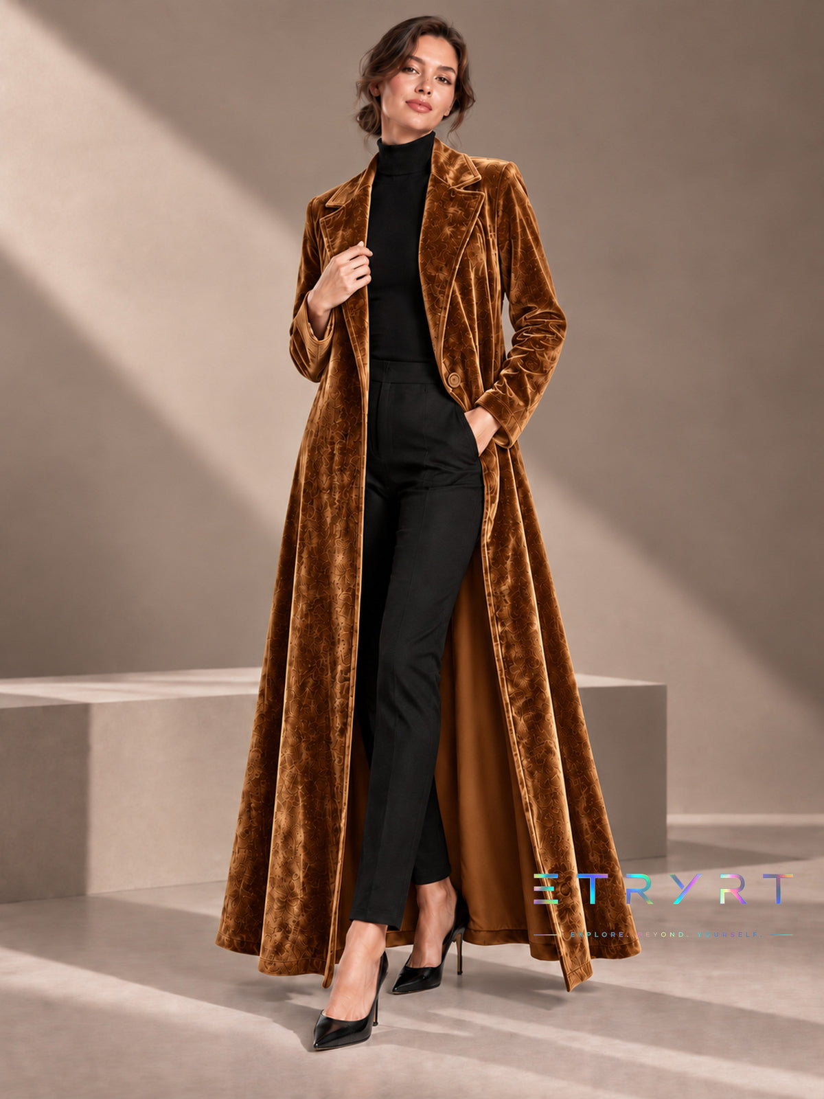 Beatrice | Manteau long ouvert en velours