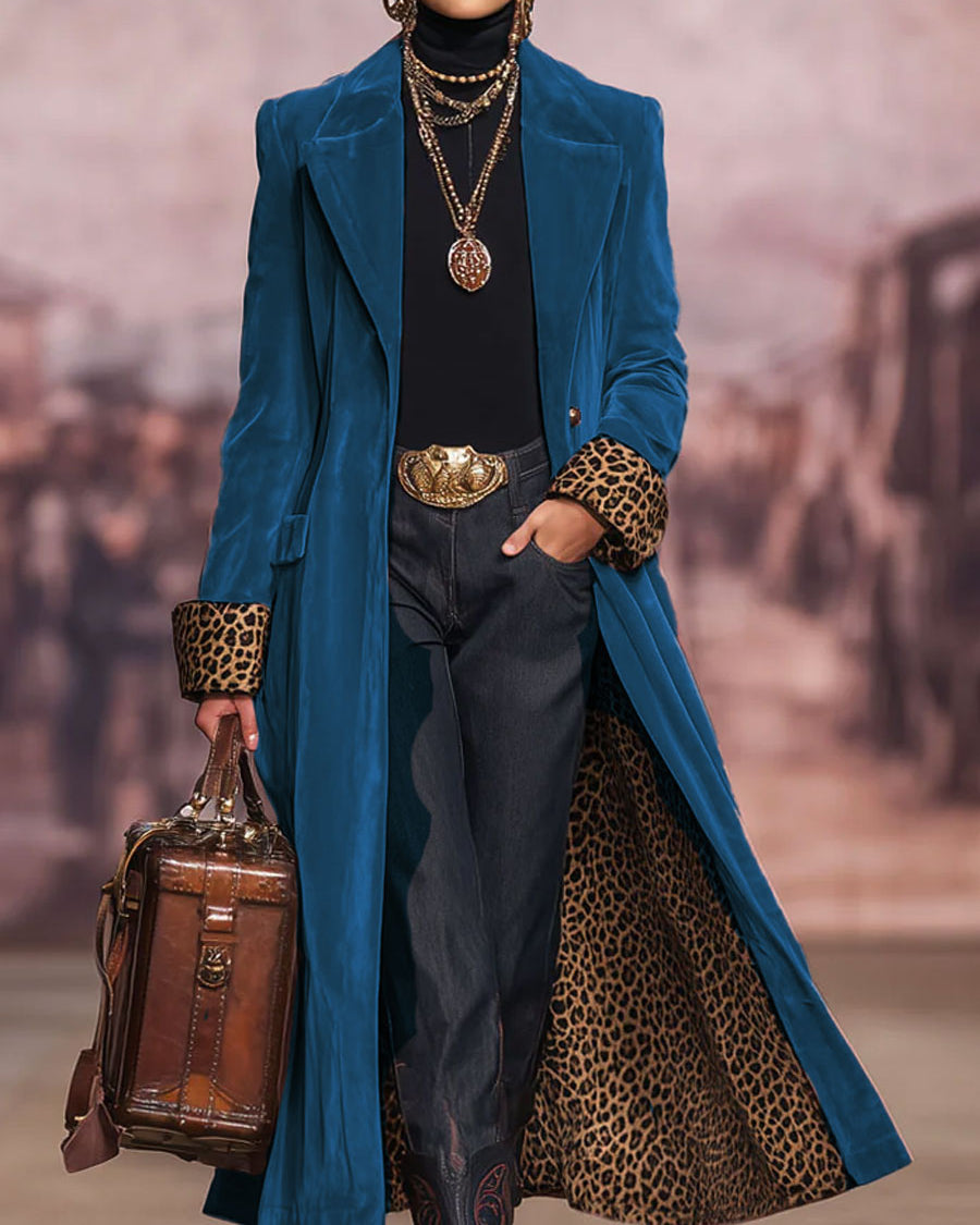 Madison | Manteau long en velours à la coupe tailleur