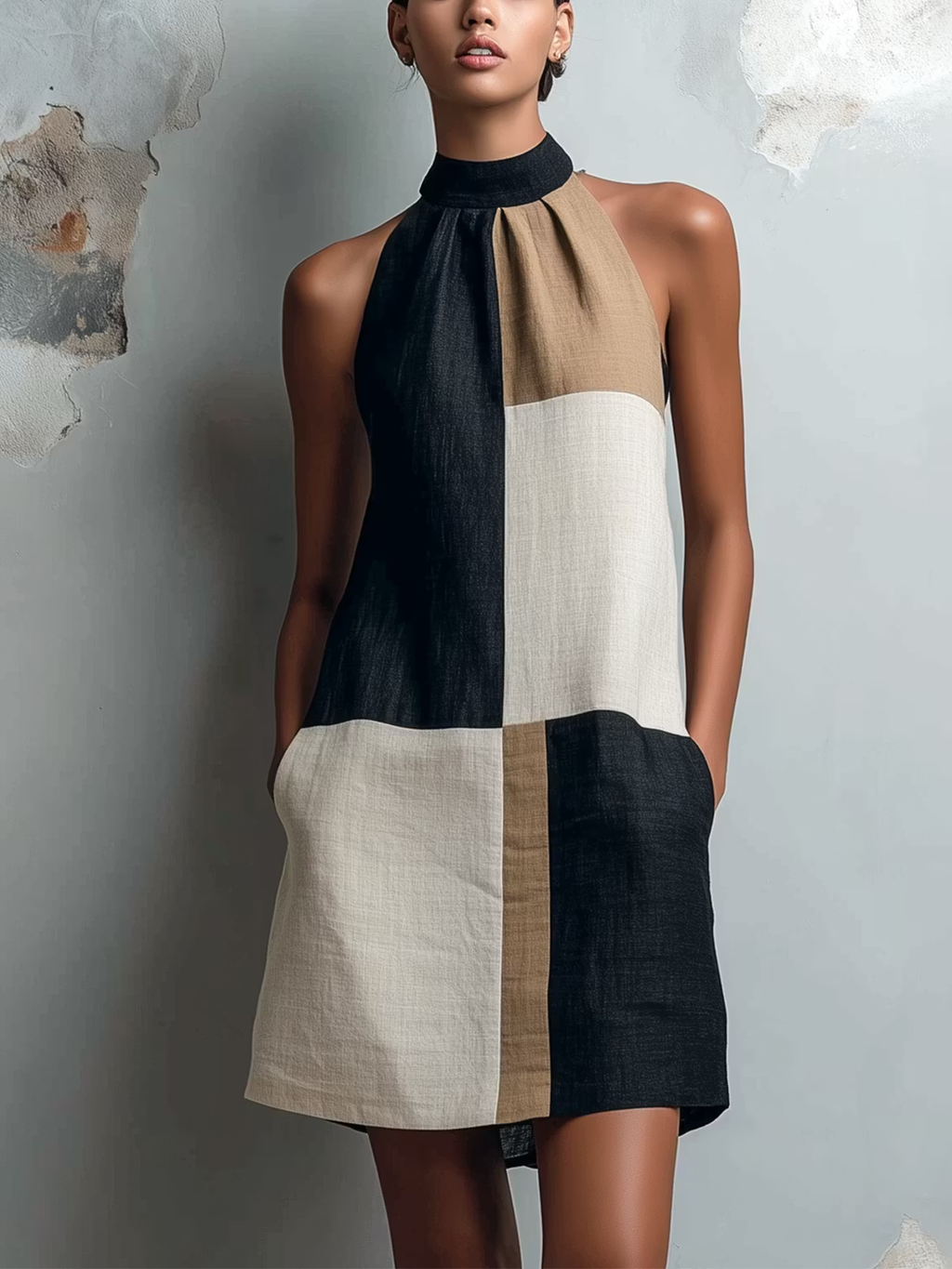 Sabrina | Robe courte dos nu à blocs de couleurs