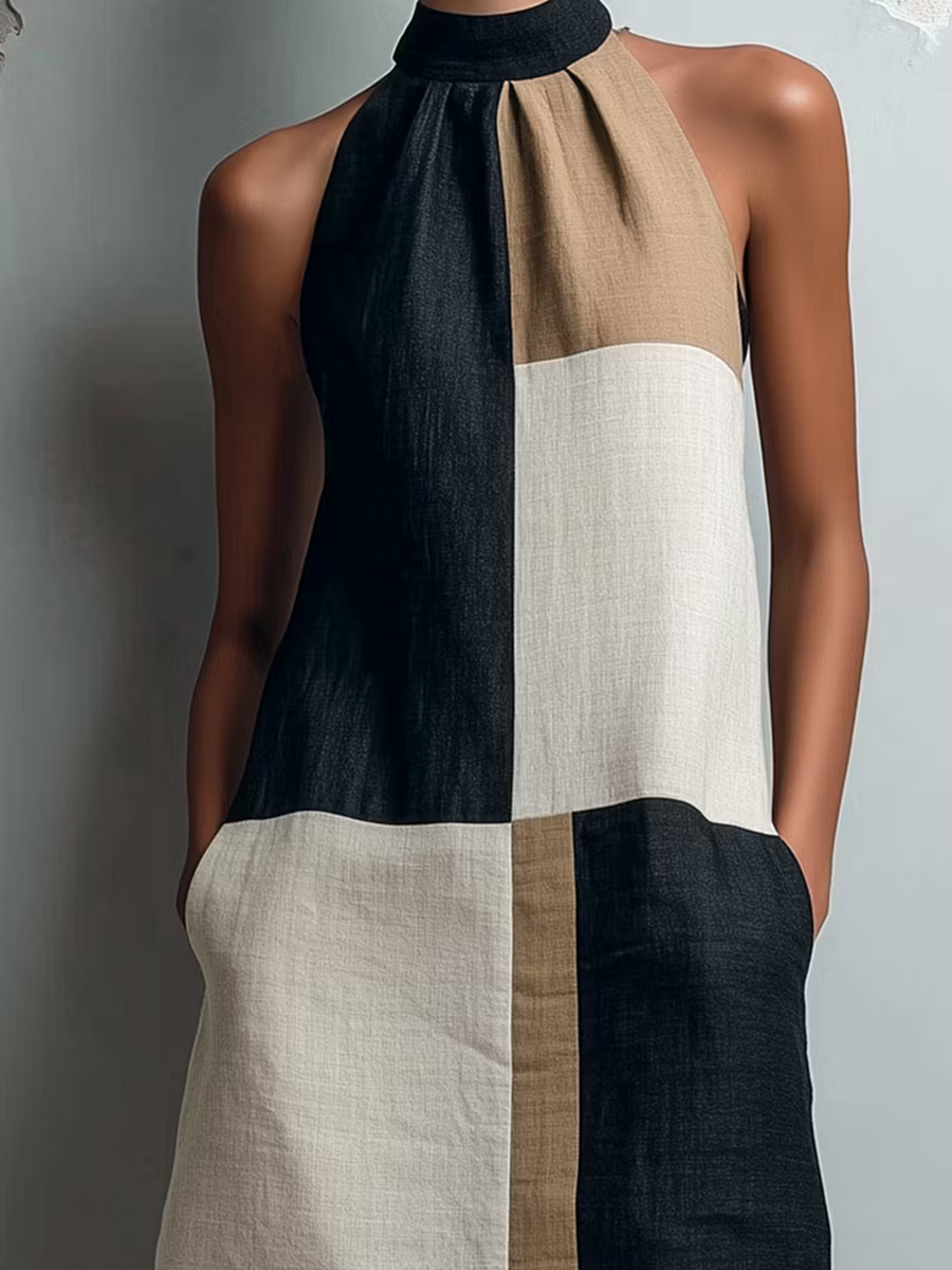 Sabrina | Robe courte dos nu à blocs de couleurs
