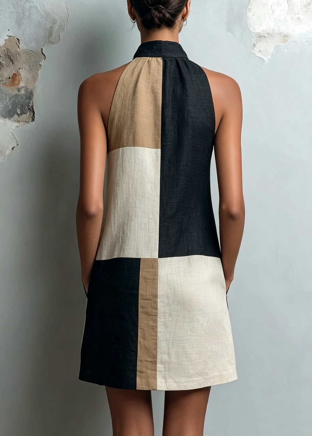 Sabrina | Robe courte dos nu à blocs de couleurs