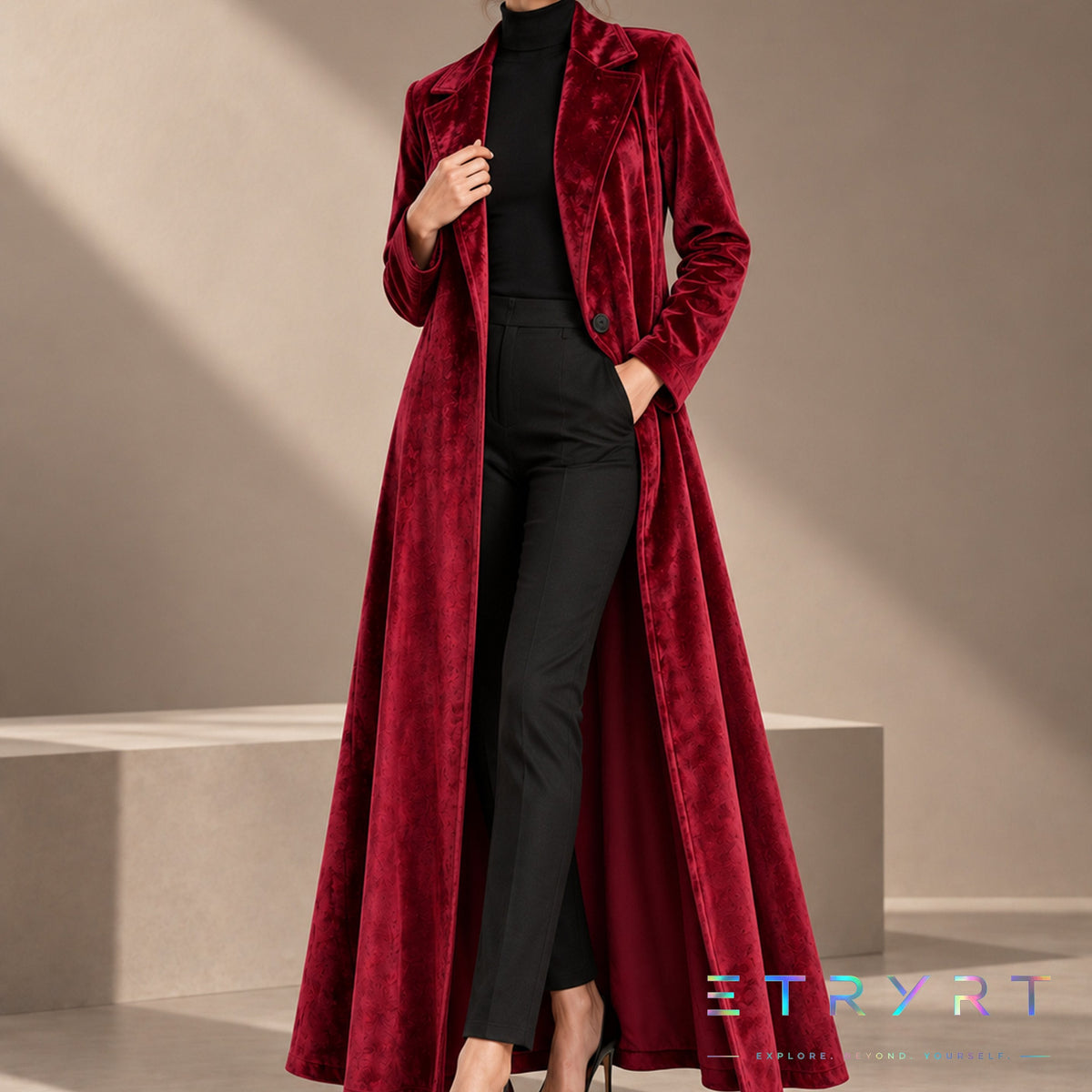 Beatrice | Manteau long ouvert en velours