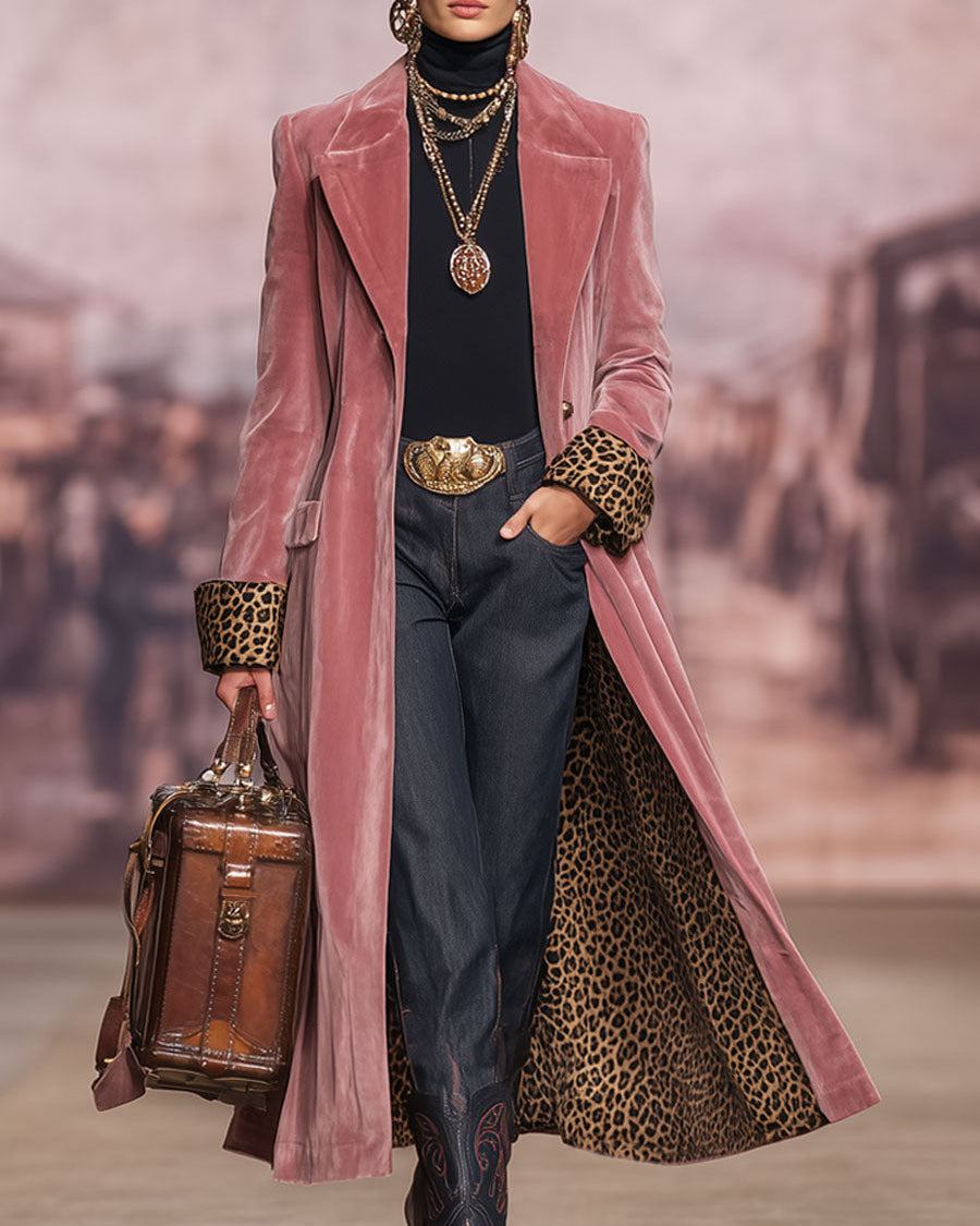 Madison | Manteau long en velours à la coupe tailleur