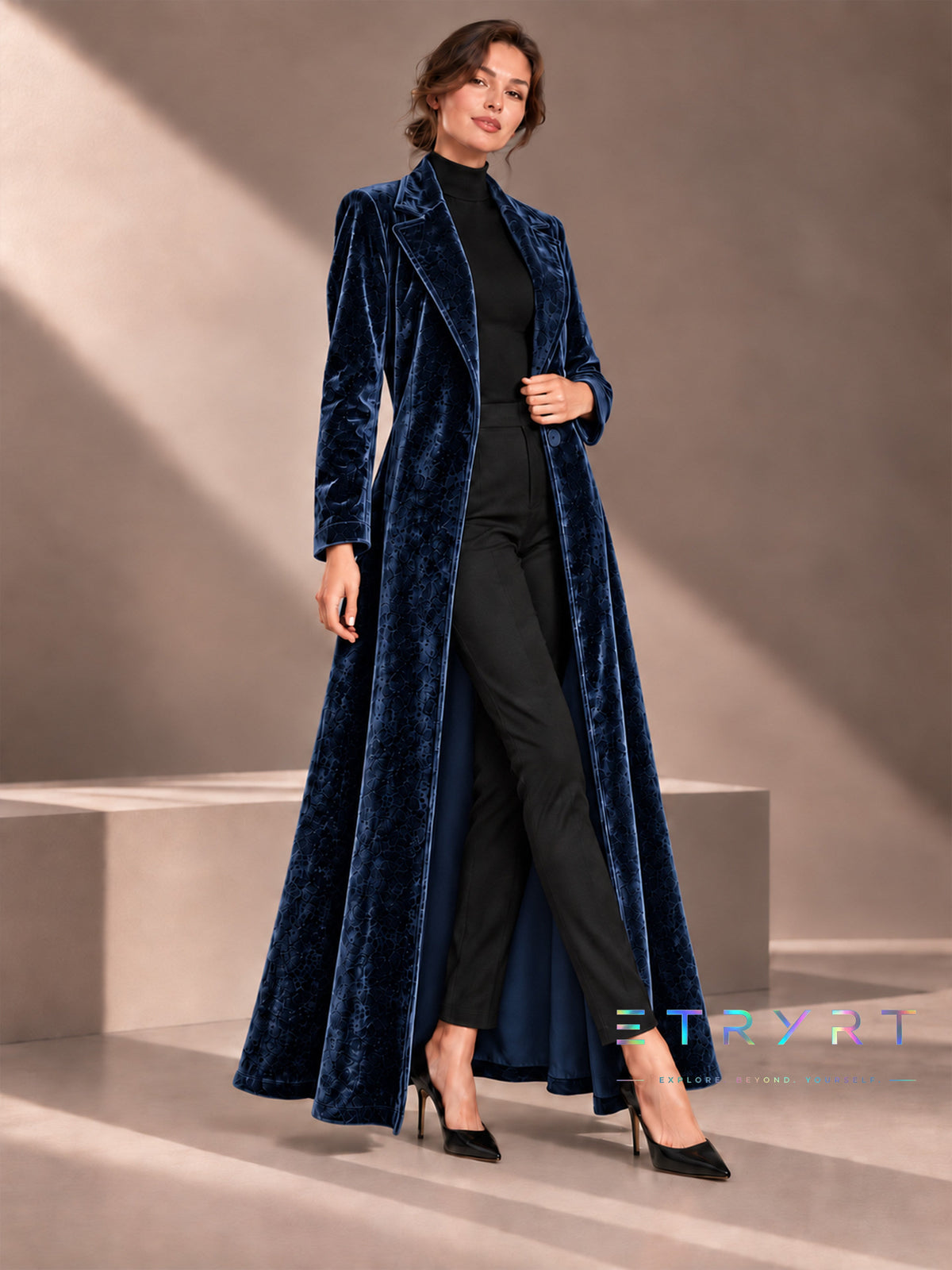 Beatrice | Manteau long ouvert en velours