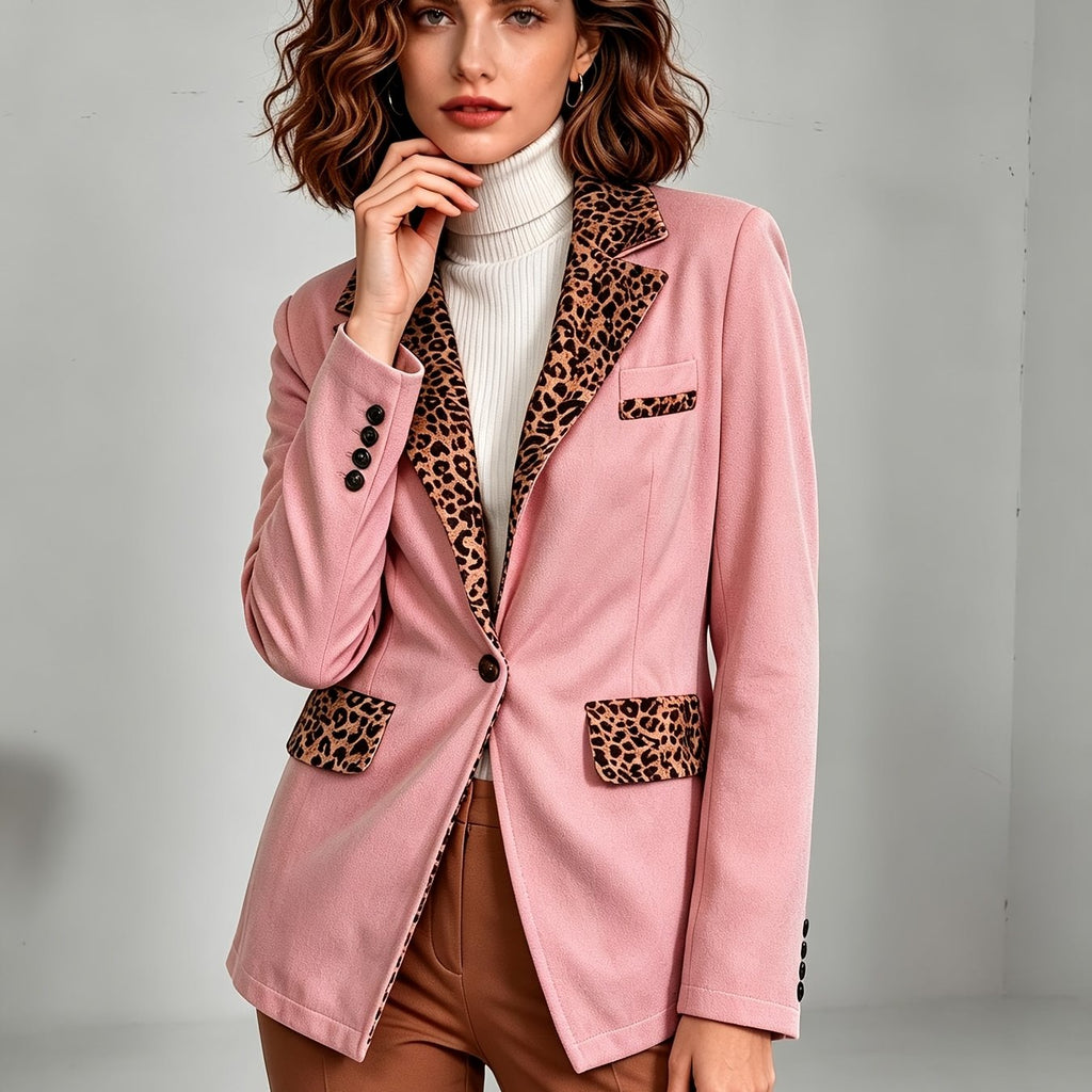 Clementine | Blazer ajusté en velours avec détails léopard