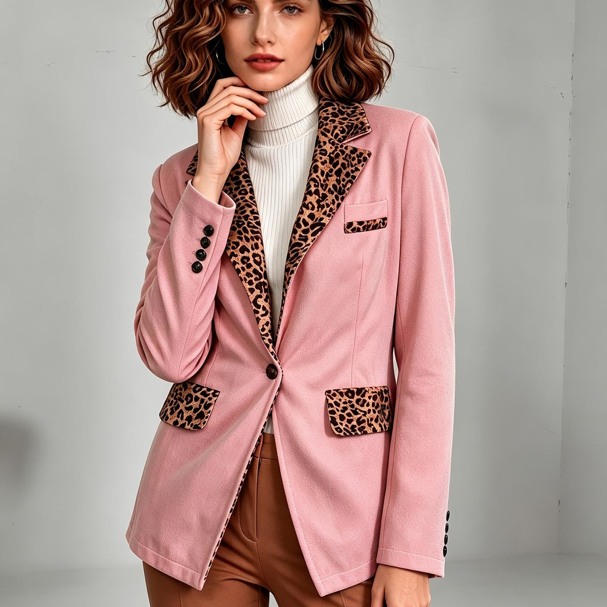 Clementine | Blazer ajusté en velours avec détails léopard