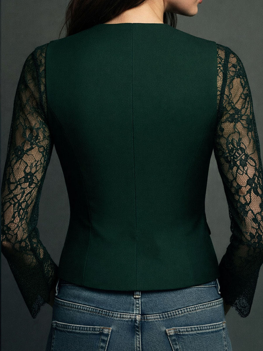 Noémie | Blazer negro con mangas semitransparentes