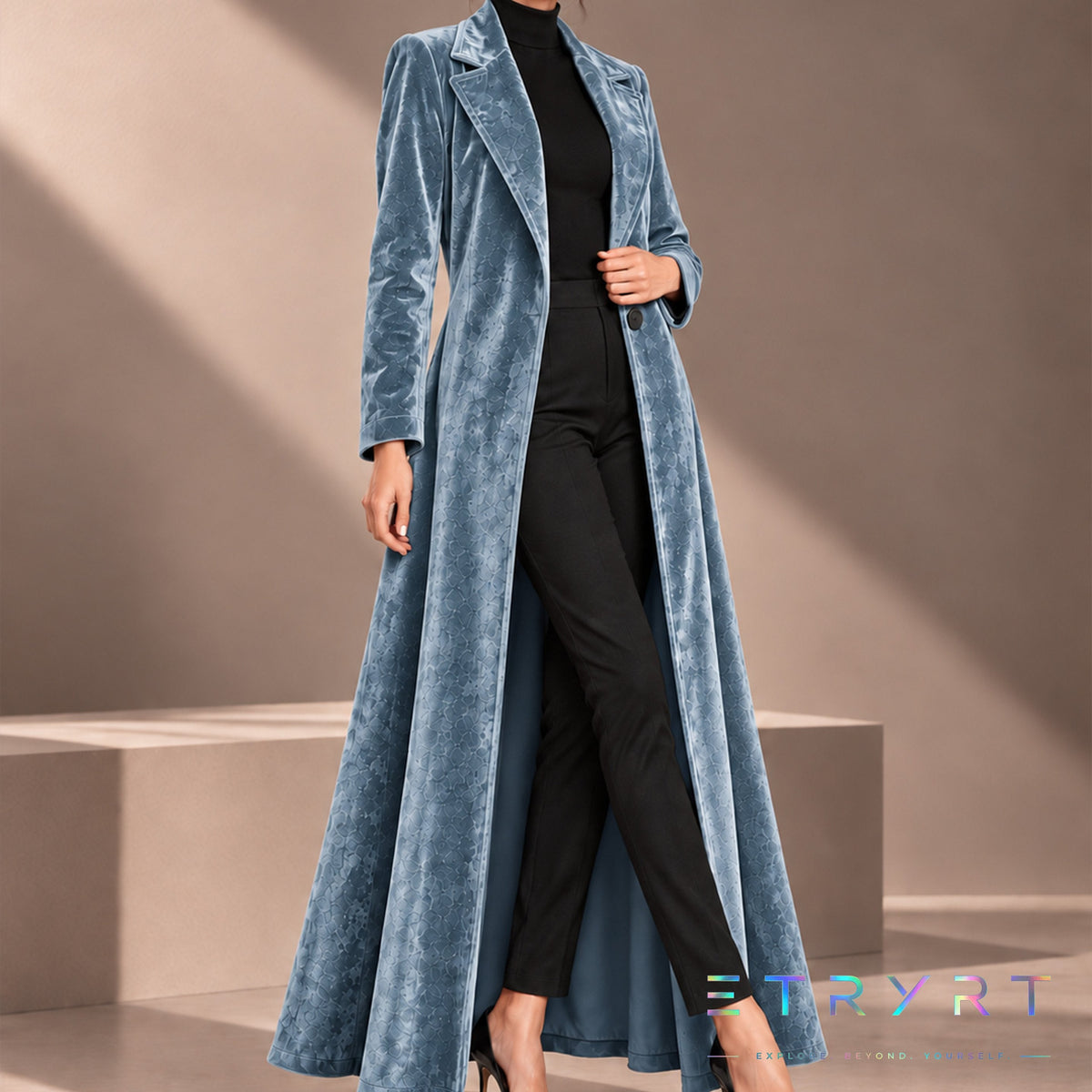 Beatrice | Manteau long ouvert en velours