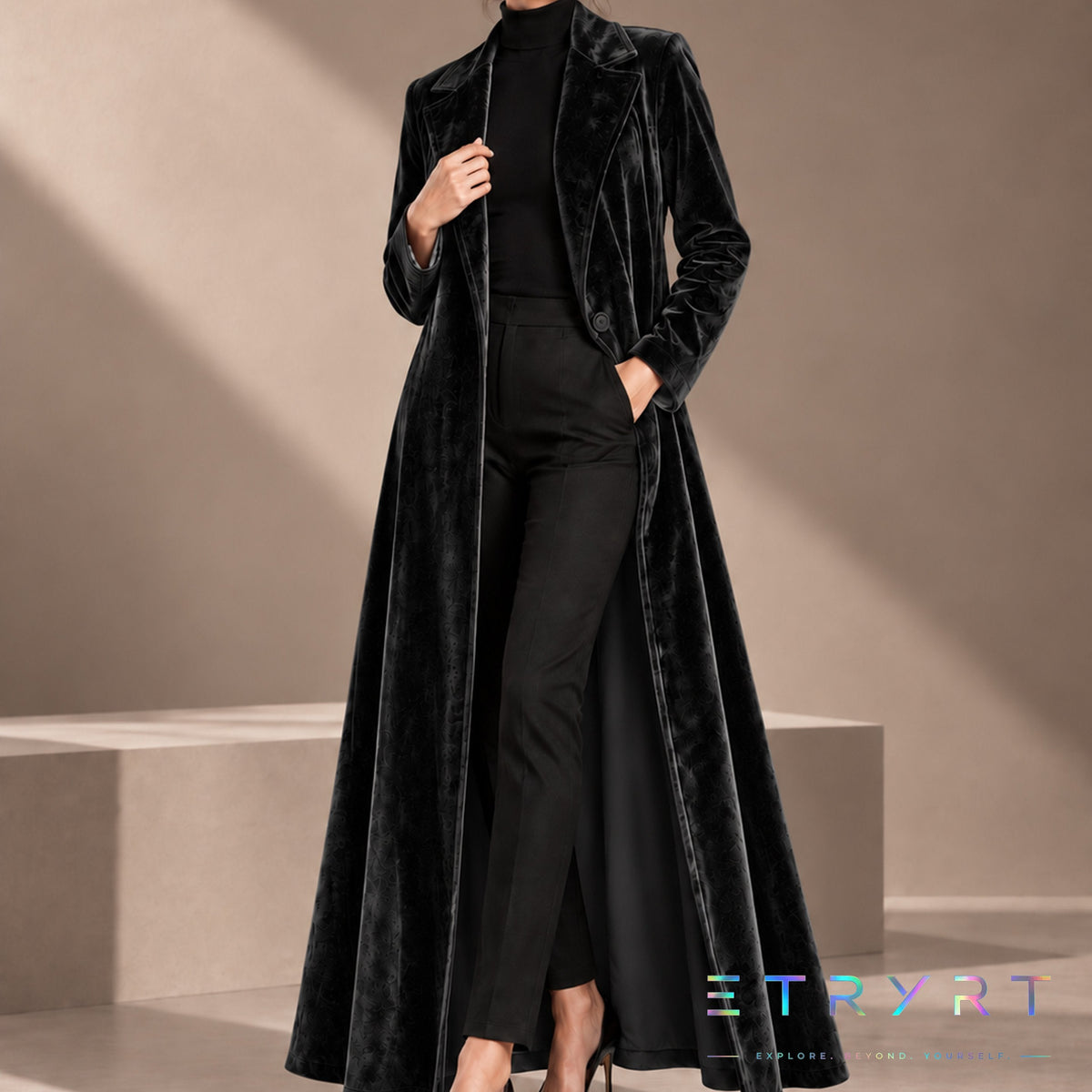 Beatrice | Manteau long ouvert en velours