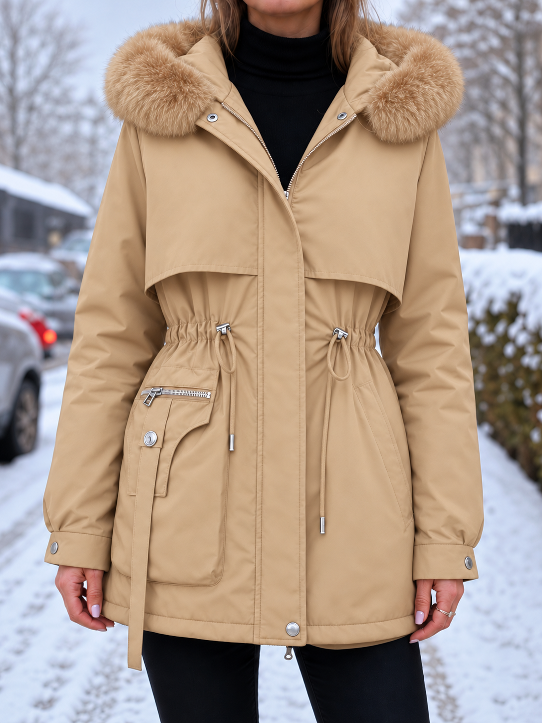Eloise | Veste femme ajustée déperlante avec doublure en sherpa