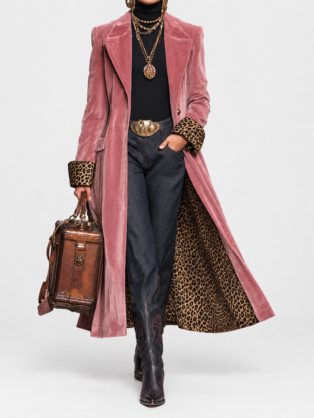 Madison | Manteau long en velours à la coupe tailleur