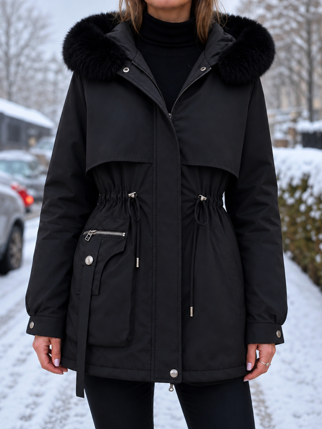 Eloise | Veste femme ajustée déperlante avec doublure en sherpa