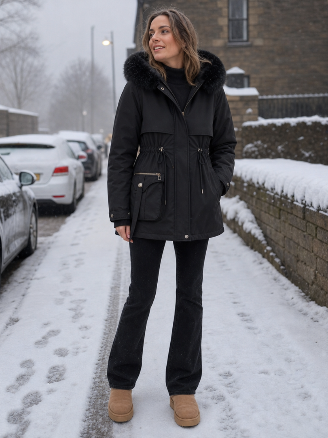 Eloise | Veste femme ajustée déperlante avec doublure en sherpa