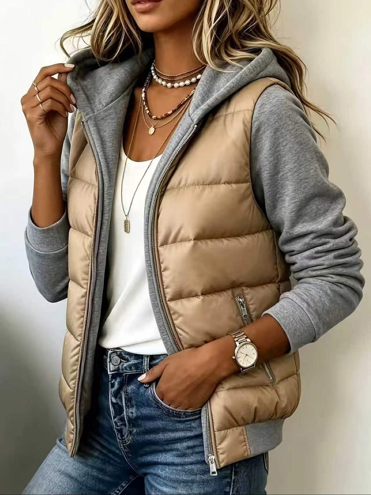 Nina | Veste matelassée à capuche et blocs de couleur