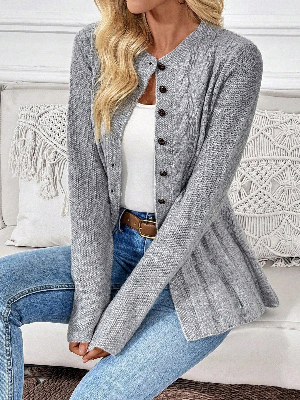 Cléa | Cardigan en maille à taille cintrée