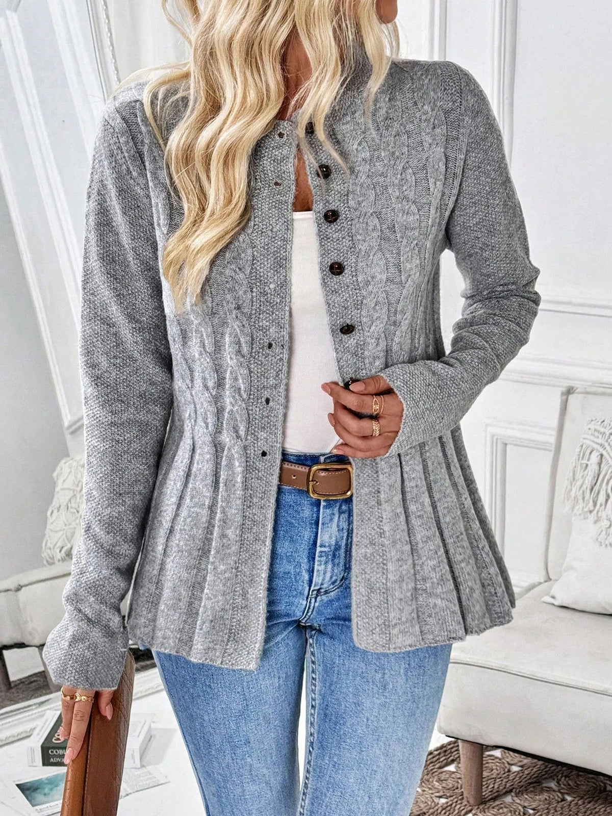 Cléa | Cardigan en maille à taille cintrée
