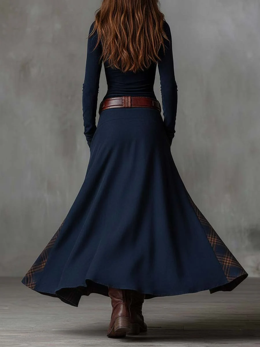 Élise | Robe longue effet daim avec ceinture