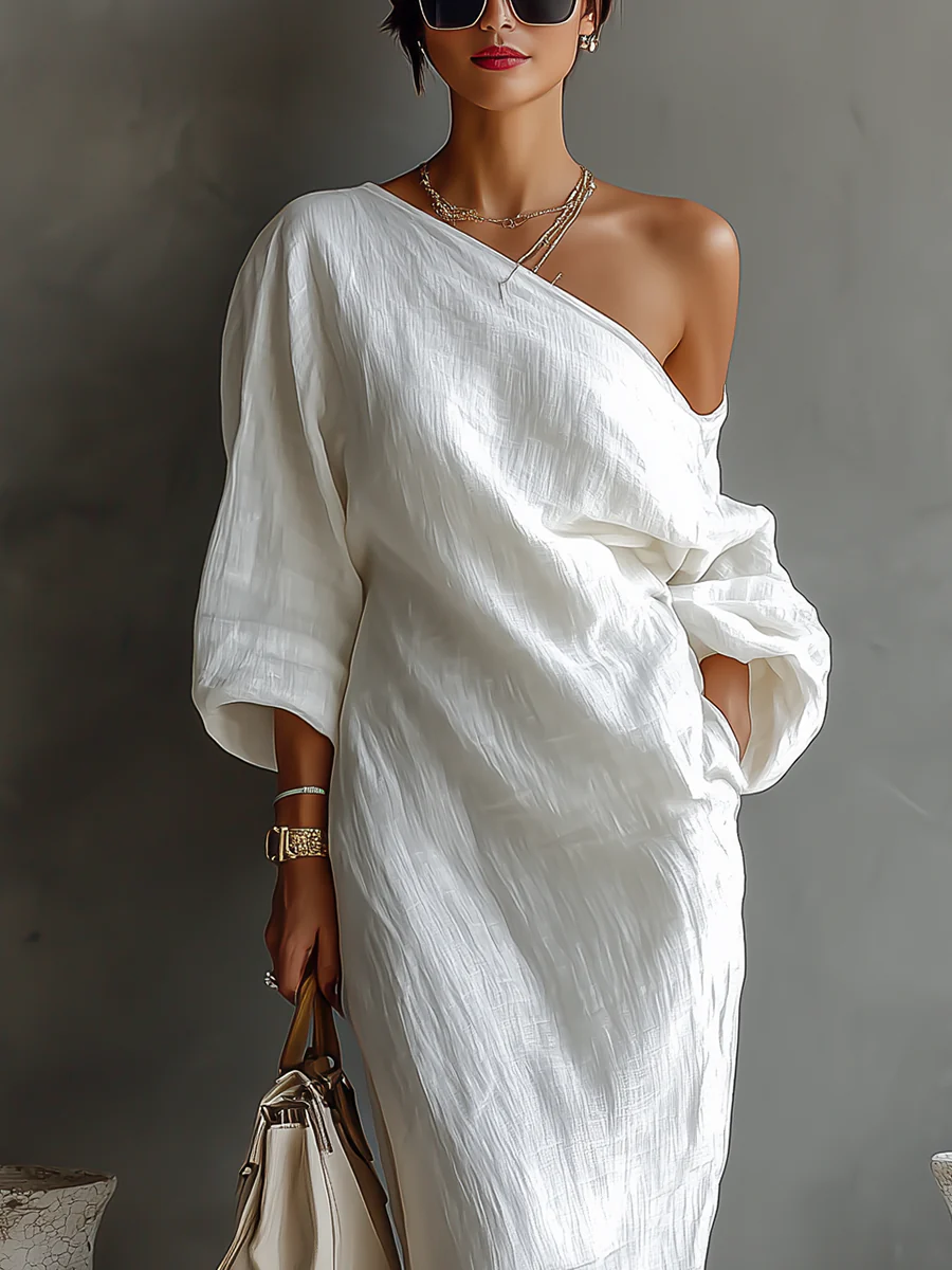 Robe longue blanche élégante à une épaule