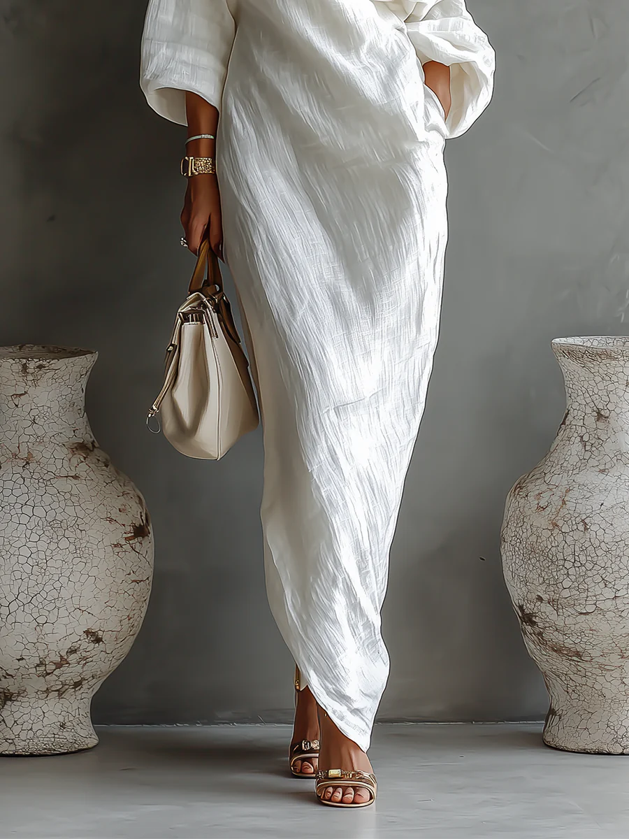 Robe longue blanche élégante à une épaule