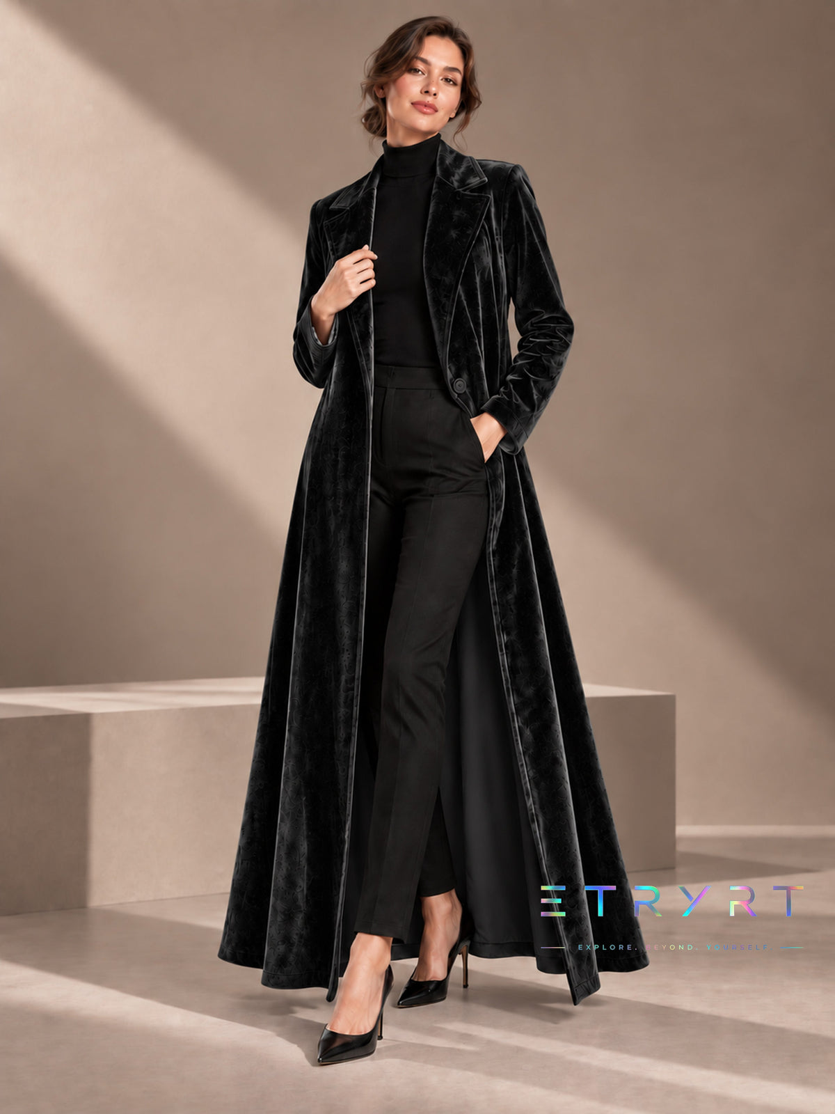 Beatrice | Manteau long ouvert en velours