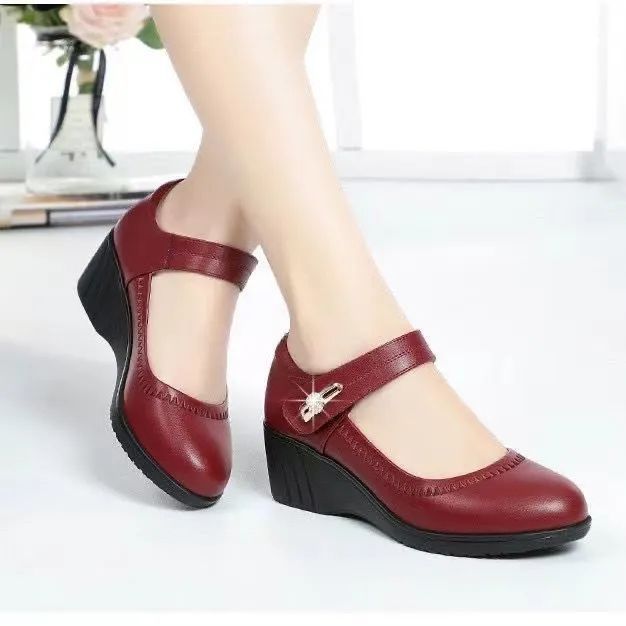 Chaussures en Cuir Souple avec Talon et Semelle Antidérapante