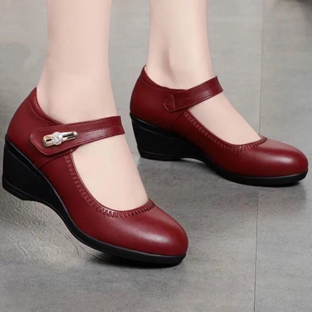 Chaussures en Cuir Souple avec Talon et Semelle Antidérapante