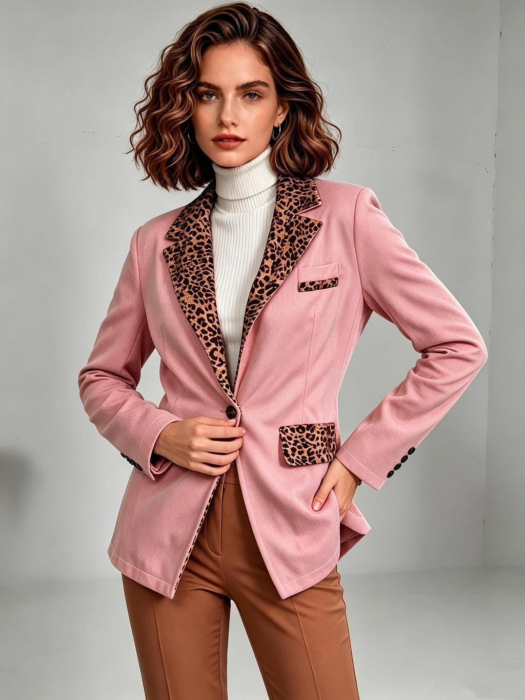 Clementine | Blazer ajusté en velours avec détails léopard