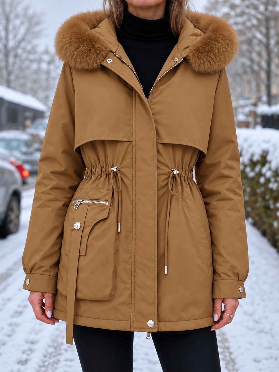 Eloise | Veste femme ajustée déperlante avec doublure en sherpa