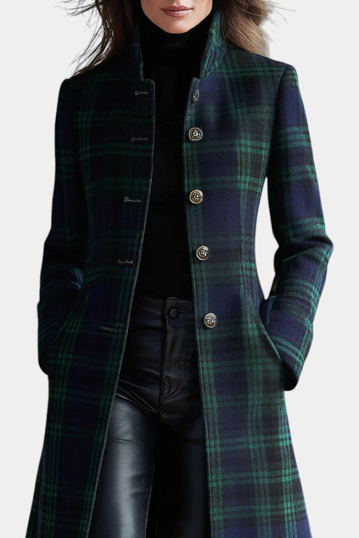 Rebecca | Manteau midi ajusté à carreaux