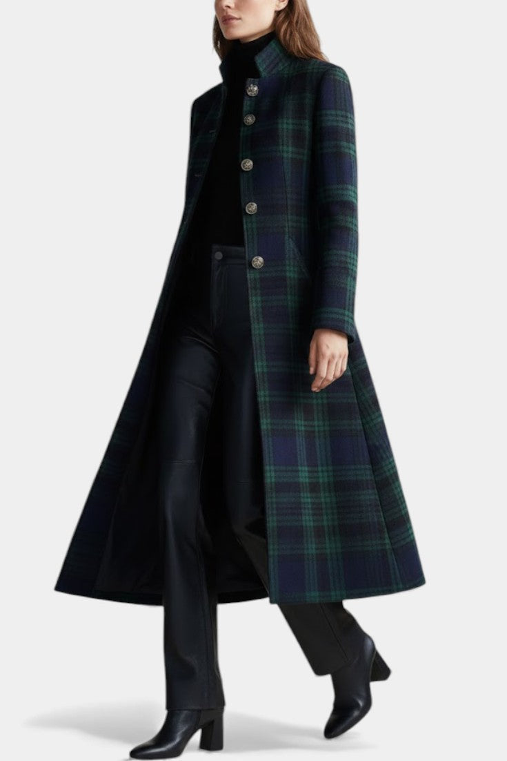 Rebecca | Manteau midi ajusté à carreaux
