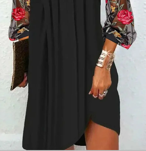 Camille | Robe élégante à manches brodées