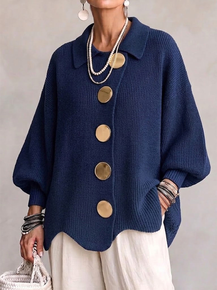 Victoria | Cardigan oversize à gros boutons dorés