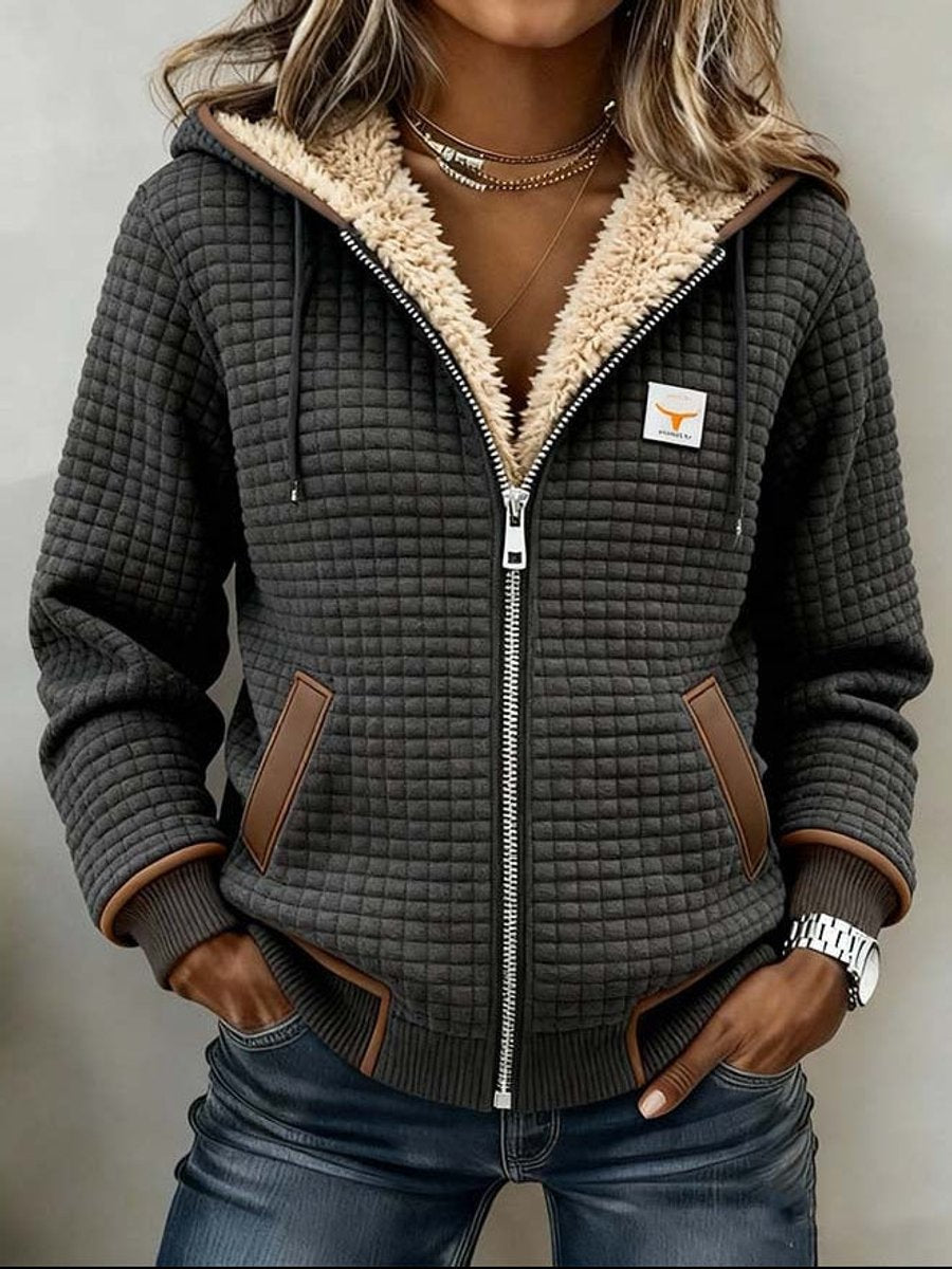 Sandra | Veste matelassée doublée en sherpa, à capuche et zippée