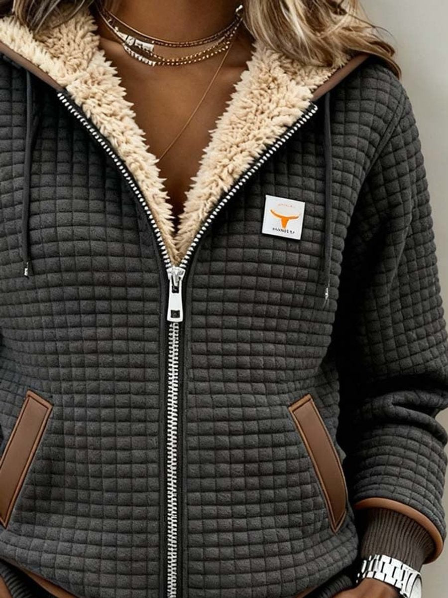 Sandra | Veste matelassée doublée en sherpa, à capuche et zippée
